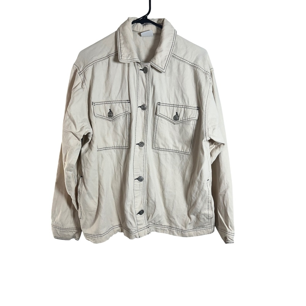 BDG Urban Outfitters Cream Contrast Stitch Workwear Utility Denim Chore Jacket M
